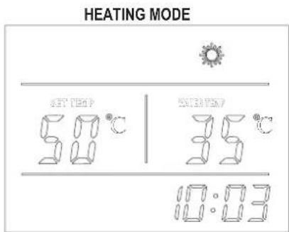 HEATING MODE SET TEM? 50 °C WATER TEM? 35 °C 10:03