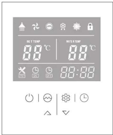 SET TEMP 88°C WATER TEMP 88°C 88:88 523 201 017 Power | Weather | Clock | Time