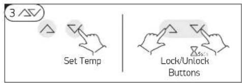 3 /ΔV Set Temp Lock/Unlock Buttons