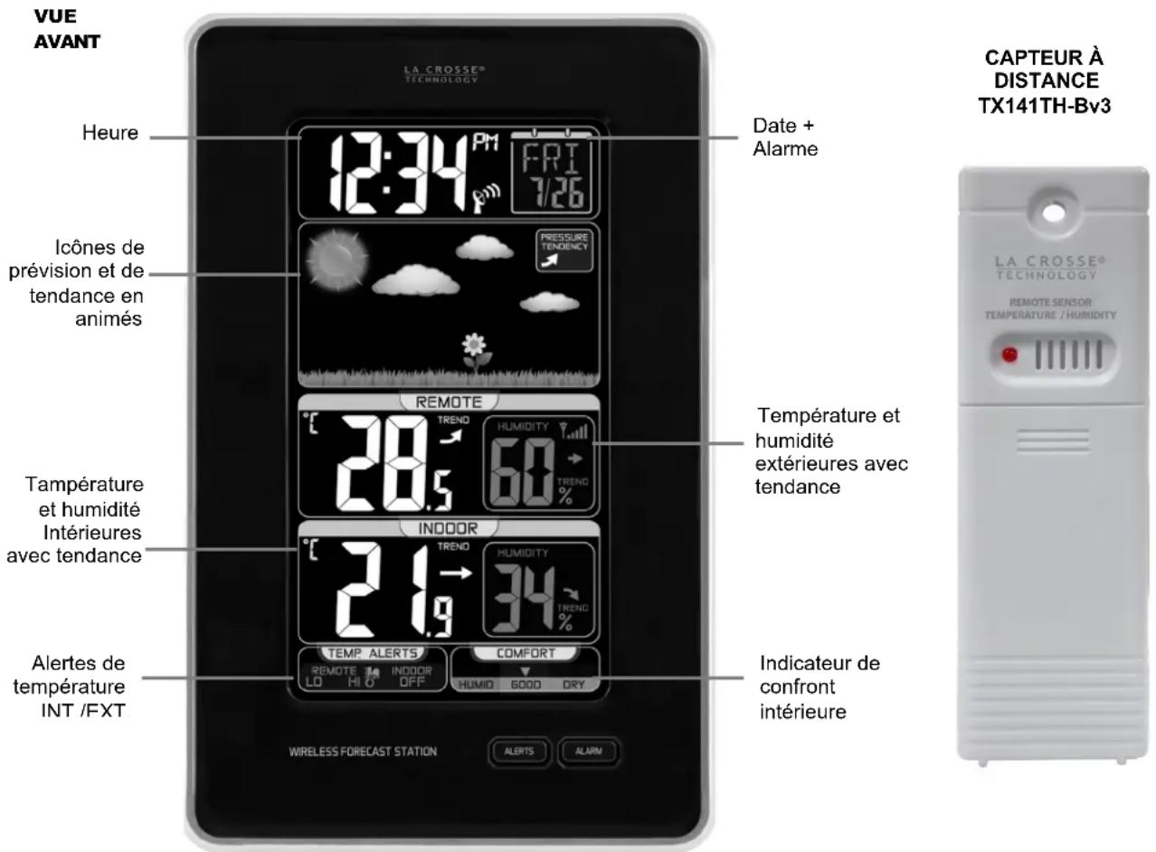 LA CROSSE TECHNOLOGY 3081425CA - STATION MÉTEO COULEUR SANS FIL - 1