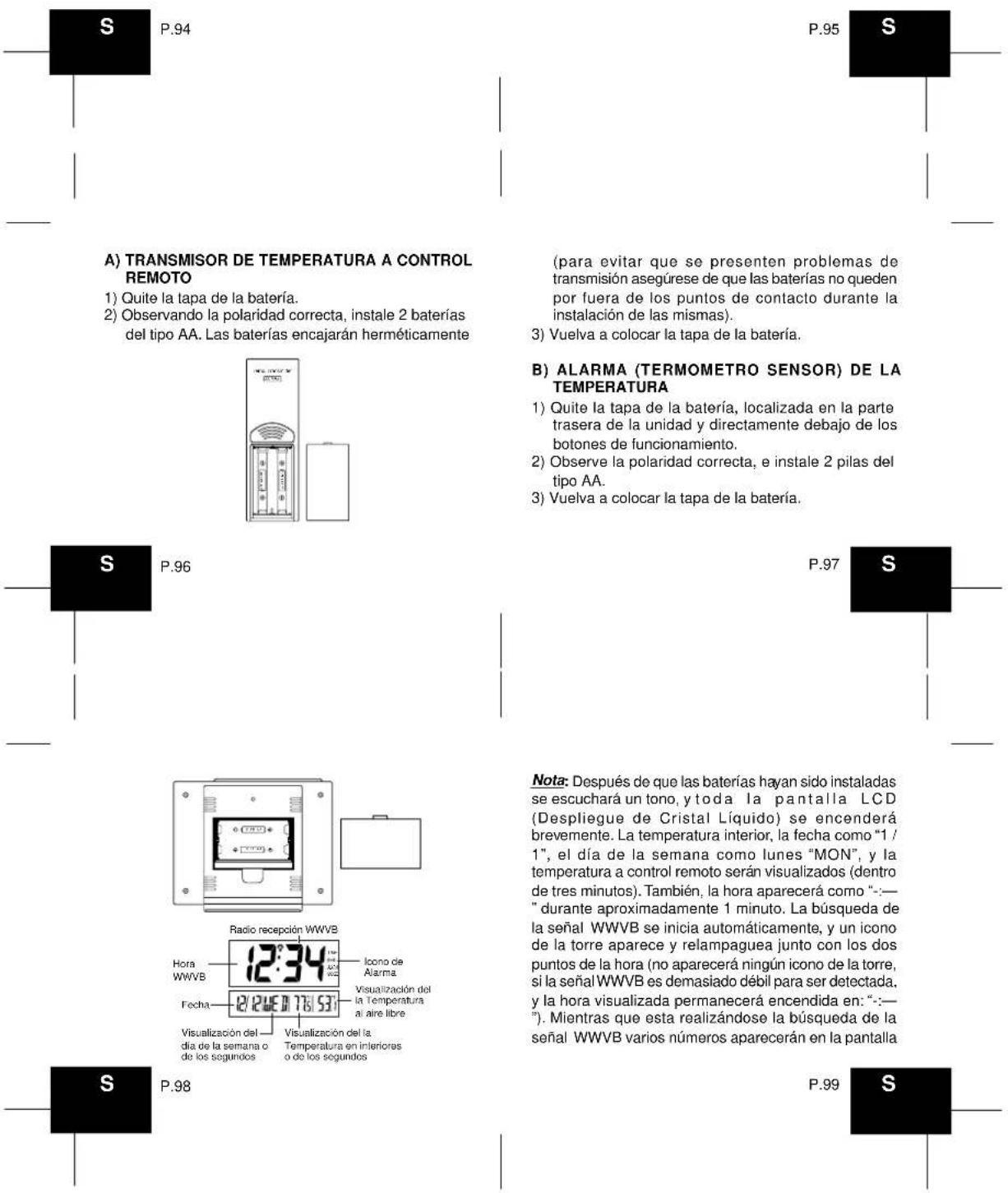 LA CROSSE TECHNOLOGY WS8054U - I) INSTALLACION DE LA BATERIA - 1