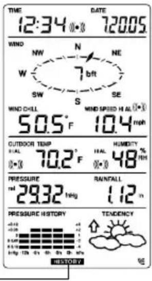 LA CROSSE TECHNOLOGY WS1610IT - To view the weather history: - 1