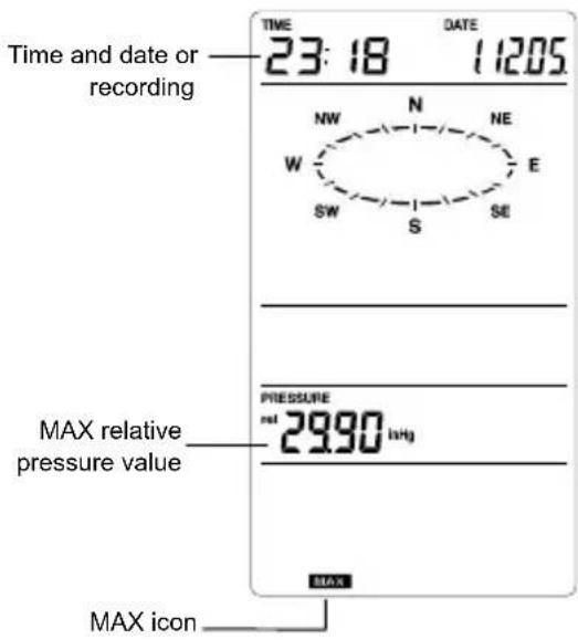 LA CROSSE TECHNOLOGY WS1610IT - Max Relative pressure with the date and time of recording - 1