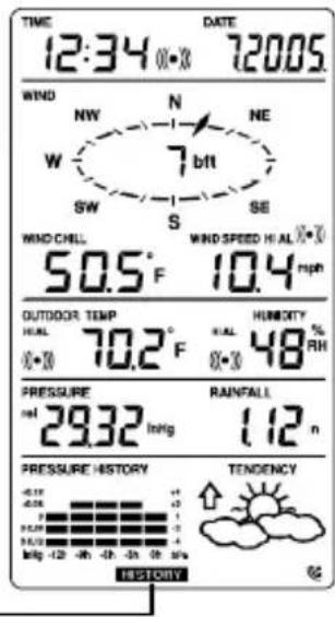 LA CROSSE TECHNOLOGY WS1610IT - Pour afficher l'historique des données météo : - 1