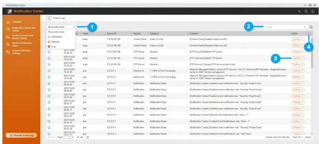 QNAP QuCPE3034 - Afficher les journaux des événements - 1