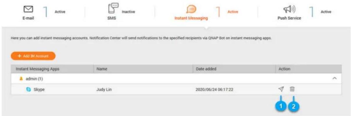 QNAP QuCPE3034 - Gérer les notifications par messagerie instantanée - 1