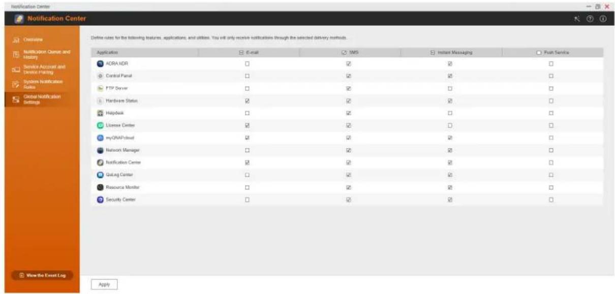QNAP QuCPE3032 - Configurer les réglages des notifications générales - 1