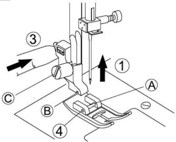 BABY LOCK Allegro - RETIREZ LE SUPPORT DU PIED PRESSEUR - 1