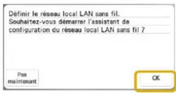 Définir le réseau local LAN sans fil. Souhaitez-vous démarrer l'assistant de configuration du réseau local LAN sans fil ? Pas maintenant OK