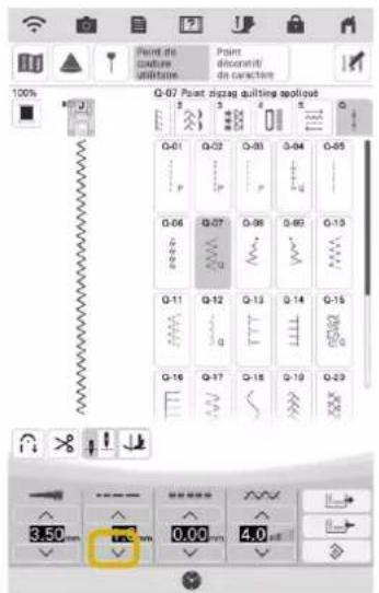 Point de Gutture utilisation Point diconnrit/ de caractère 100% Q-07 Point display quilting scalout G-01 Q-02 Q-03 Q-04 Q-05 P P P D-06 Q-07 Q-08 Q-09 G-10 G-11 Q-12 Q-13 Q-14 G-15 G-16 Q-17 Q-18 Q-19 Q-20 3.50 mm 0.00 mm 4.0