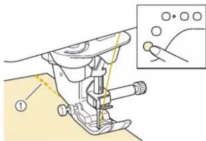 BABY LOCK Solaris Vision - Positionnez l'aiguille dans le tissu, puis appuyez sur la touche « Marche/Arrêt » («Start/Stop»). - 1