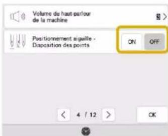 Volume du haut-pairleur de la machine Positionnement signalle - Disposition des points ON OFF 4 / 12 > OK