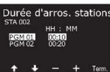 RAIN BIRD ESPLXIVM - Durées d'arrosage des stations - 10