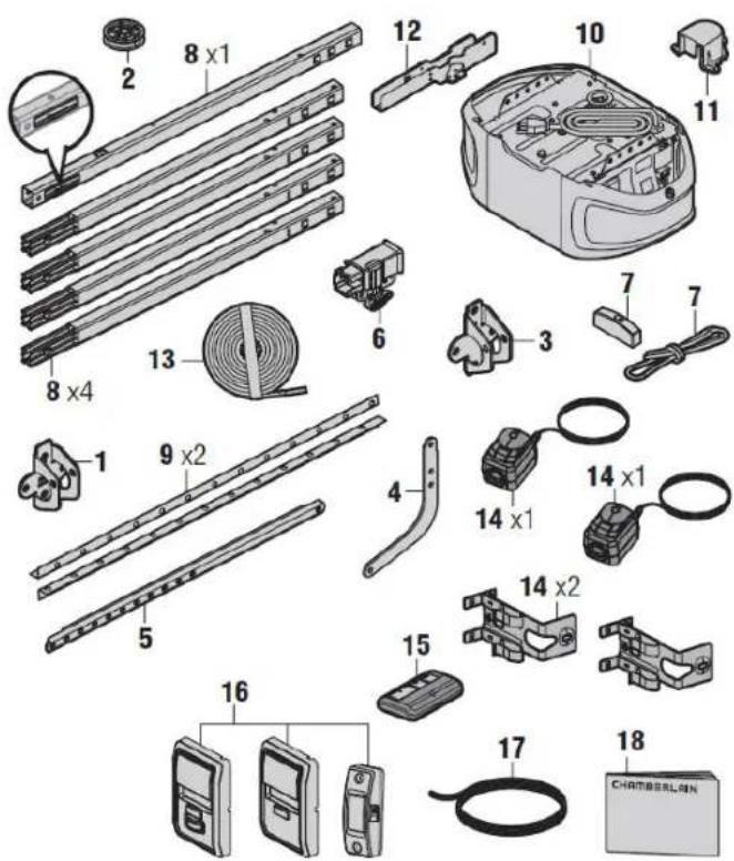 CHAMBERLAIN B2405C - Inventaire du carton - 1