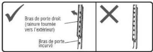 CHAMBERLAIN B2405C - ÉTAPE 9 Connecter le bras de porte au chariot (suite) OPTION B - PORTES MONOBLOC - 2