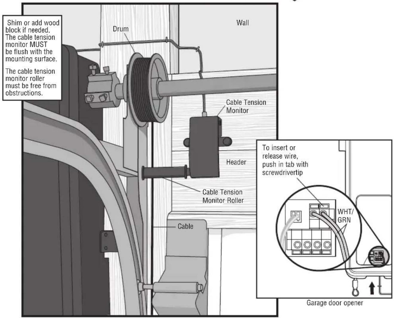 CHAMBERLAIN RJO20C - Attach the Cable Tension Monitor - 2