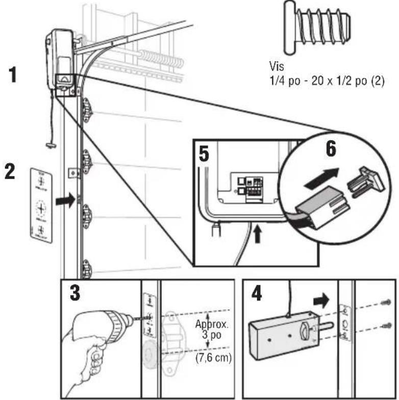 CHAMBERLAIN RJO20C - Installer le verrouillage electrique de la porte - 1