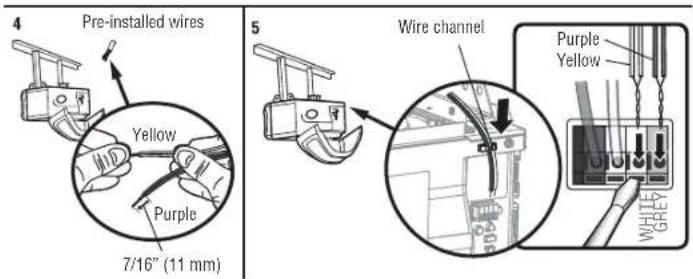 CHAMBERLAIN D2405C - STEP 14 Wire the Safety Reversing Sensors (continued) OPTION A - PRE-WIRED INSTALLATION - 3