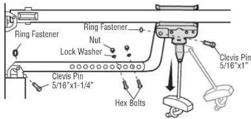 CHAMBERLAIN D2405C - STEP 9 Connect the Door Arm to the Trolley (continued) OPTION B - ONE-PIECE DOORS - 4