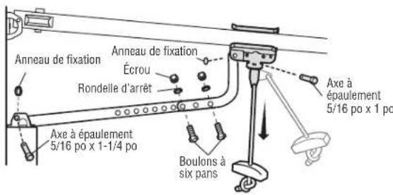 CHAMBERLAIN D2405C - ÉTAPE 9 Connecter le bras de porte au chariot (suite) OPTION B - PORTES MONOBLOC - 3