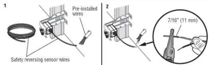 CHAMBERLAIN D2405C - STEP 14 Wire the Safety Reversing Sensors (continued) OPTION A - PRE-WIRED INSTALLATION - 1