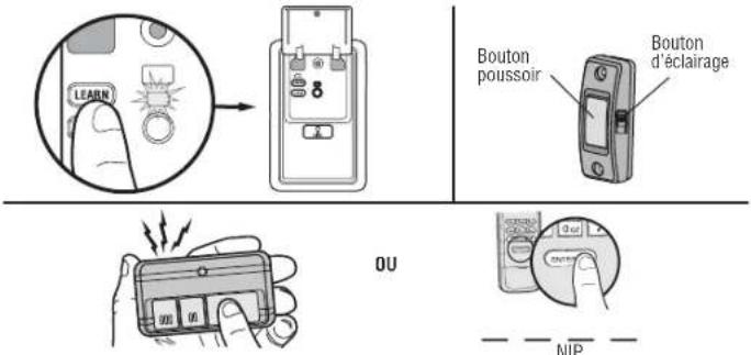 CHAMBERLAIN C2102C - PROGRAMMATION AU MOYEN DU BOUTON-POUSSOIR DE LA COMMANDE DE PORTE - 1