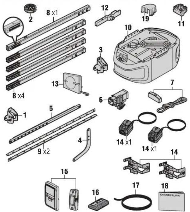 CHAMBERLAIN C2102C - Inventaire du carton - 1