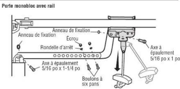 CHAMBERLAIN D2101C - Étape 9 connecter le bras de porte au chariot (suite) OPTION b - PORTES monobloc - 4