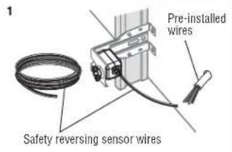 CHAMBERLAIN D2101C - STEP 14 Wire the Safety Reversing Sensors (continued) OPTION A - PRE-WIRED INSTALLATION - 1