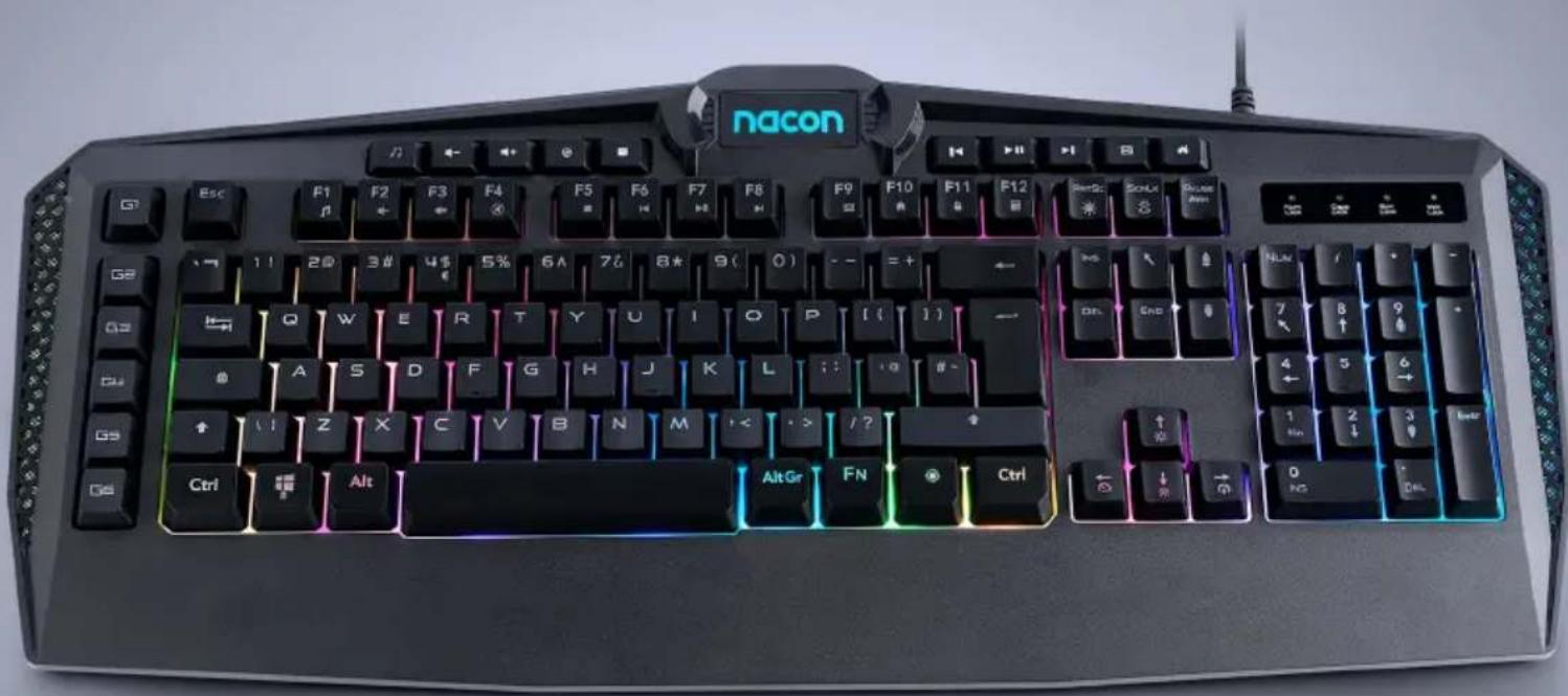 nacon Esc F1 F2 F3 F4 F5 F6 F7 F8 F9 F10 F11 F12 BnSc SnLx Bnase Atn G7 G8 1 2 3 # 4 $ 5% 6A 7& 8* 9( 0) -- =+ Q W E R T Y U I O P [ ( 1 ) ] Ctrl Ctrl Alt Gr FN Ctrl 0 KG DEL