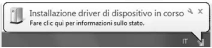 Installazione driver di dispositivo in corso Fare clic qui per informazioni sullo stato.