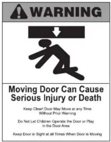 LIFT-MASTER LJ8900W - WARNING - 2
