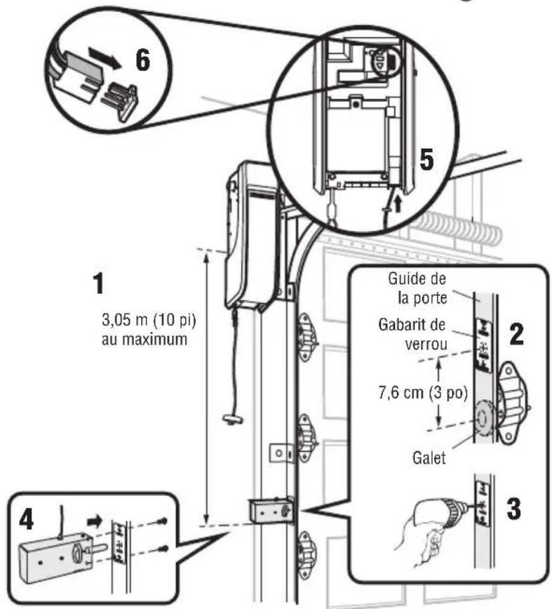 LIFT-MASTER LJ8900W - Installez le verrou automatique de la porte (non fourni) - 2