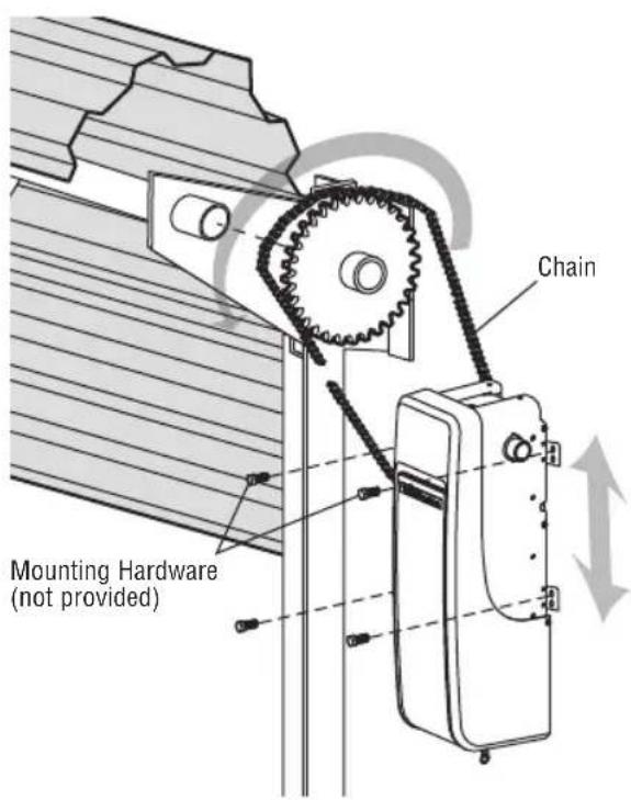LIFT-MASTER LJ8950W - MOUNT THE DOOR OPERATOR AND ATTACH THE CHAIN - 2