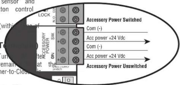 LIFT-MASTER HCT10 - Accessory power 24 VDC, MAX 500 mA (4 T) - 2