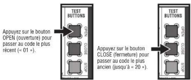 LIFT-MASTER IHSL24UL - Pour faire défiler les codes sauvegardés - 1