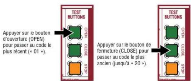 LIFT-MASTER RSW12UL - Pour défiler jusqu'aux codes enregistrés - 1
