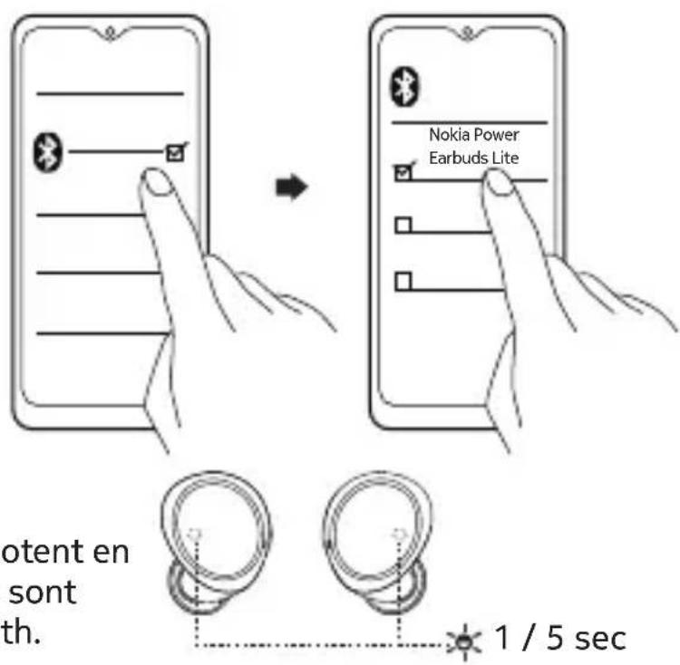 NOKIA Power Earbuds Lite BH405 - Associer et connecter avec bluetooth - 1