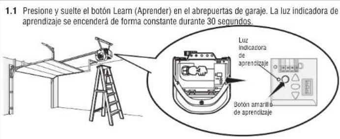 LIFT-MASTER 050DCTBLKMC - Programar un control remoto con el boton learn (aprender) - 1