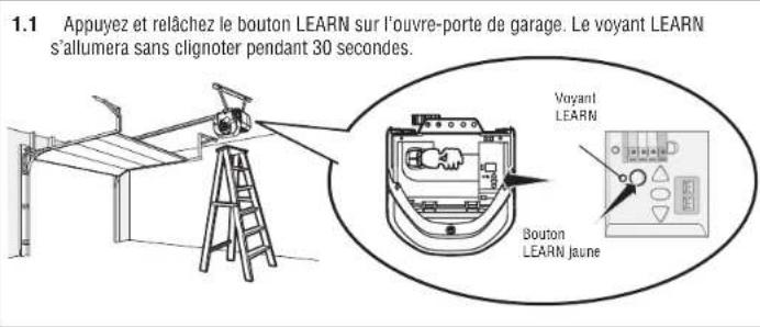 LIFT-MASTER 050DCTBLKMC - 1Programmez une telecommande en utilisant le bouton LEARN - 1