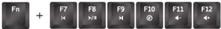 Fn + F7 F8 F9 F10 F11 F12