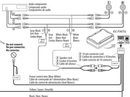 KENWOOD KSCPSW7EQ - Speaker input connection / Raccordement aux entrées des haut-parleurs / Conexión de entrada de altovoz - 1