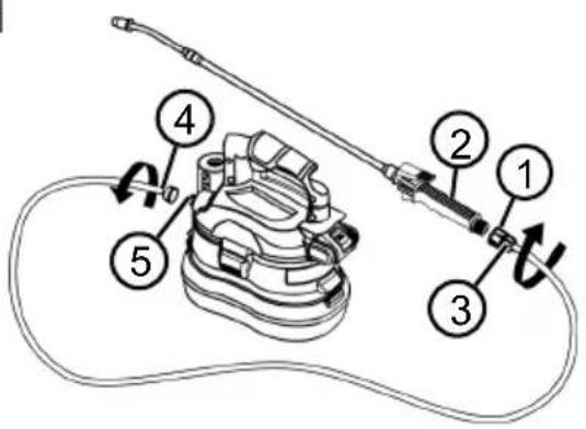 Diagram of a spray gun system with labeled components including lever, hose, and hose assembly