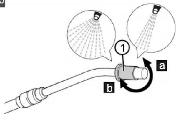 Diagram illustrating a spray gun with labeled parts and directional arrows, showing spray application and motion.
