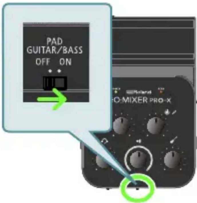 PAD GUITAR/BASS OFF ON O-MIXER PRO-X