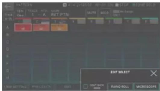 ROLAND FANTOM06 - Sélectionnéz le motif à modifier sur l'écran PATTERN et appuyez sur [E3] EDIT. - 1