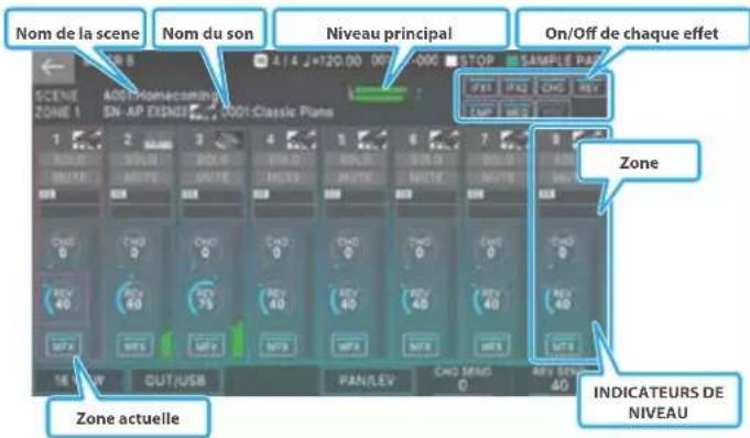 Nom de la scene Nom du son Niveau principal On/Off de chaque effet SCENE Zone 1 4:14 J=120.00 000-000 STOP SAMPLE PAY ADD HomeAccounting SN-AP EXERCISES 3.001 Classic Plane Zone Zone actuelle INDICATEURS DE NIVEAU