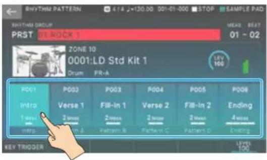 RHYTHM PATTERN PRST 01 ROCK 1 ZONE 10 0001:LD Std Kit 1 Drum PR-A P001 Intro 1 wms mfs P002 Verse 1 2 mms Pattern A P003 Fill-in 1 2 mms Pattern B P004 Verse 2 2 mms Pattern C P005 Fill-in 2 2 mms Pattern D P006 Ending 4 mms Ending LEVEL 100