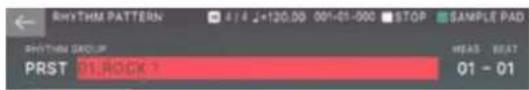 RHYTHM PATTERN 4:14 2*130.00 001-01-000 STOP SAMPLE PAD RHYTHM GROUP PRST 01/ROCK HEAD BEAT 01 - 01