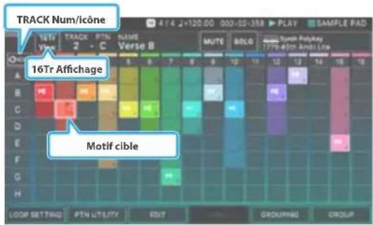 TRACK Num/icône 16Tr Affichage Motif cible